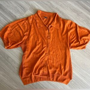 Rachel Comey burnt orange short sleeve knit cardigan Large